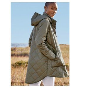 Garnet Hill Coated Cotton Quilted Jacket Dark Loden size 6